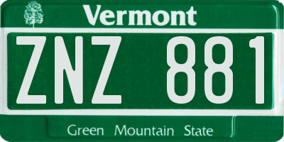 VT license plate ZNZ881