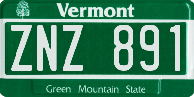 VT license plate ZNZ891