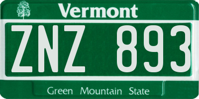 VT license plate ZNZ893