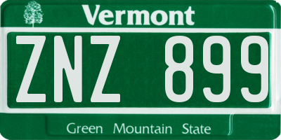 VT license plate ZNZ899