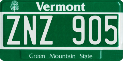 VT license plate ZNZ905