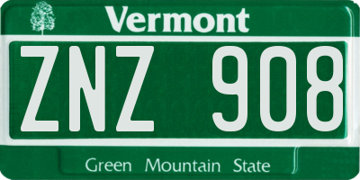 VT license plate ZNZ908
