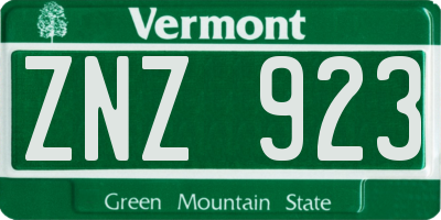 VT license plate ZNZ923