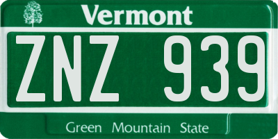 VT license plate ZNZ939