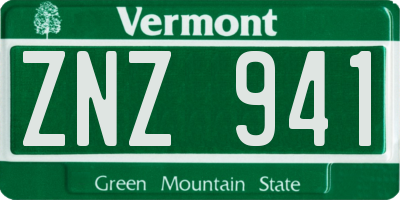 VT license plate ZNZ941