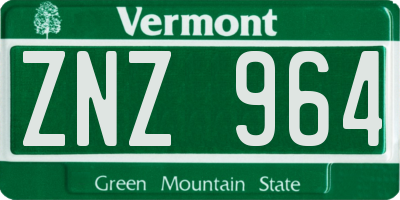 VT license plate ZNZ964