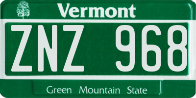 VT license plate ZNZ968