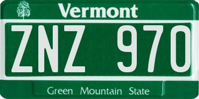 VT license plate ZNZ970