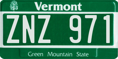VT license plate ZNZ971