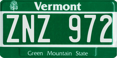 VT license plate ZNZ972