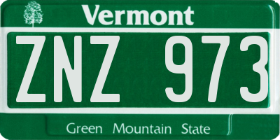 VT license plate ZNZ973