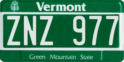 VT license plate ZNZ977