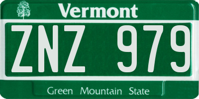 VT license plate ZNZ979
