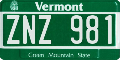 VT license plate ZNZ981