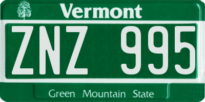 VT license plate ZNZ995