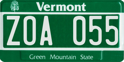 VT license plate ZOA055