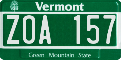 VT license plate ZOA157
