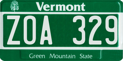 VT license plate ZOA329