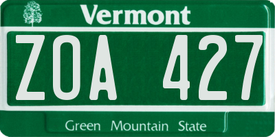 VT license plate ZOA427