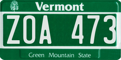 VT license plate ZOA473