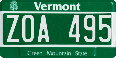 VT license plate ZOA495