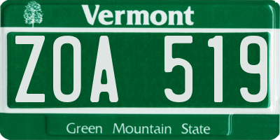 VT license plate ZOA519