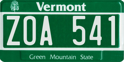 VT license plate ZOA541
