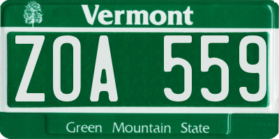VT license plate ZOA559