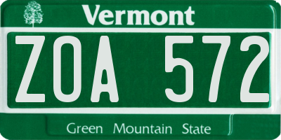 VT license plate ZOA572