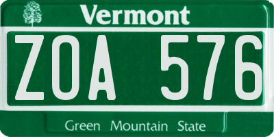 VT license plate ZOA576