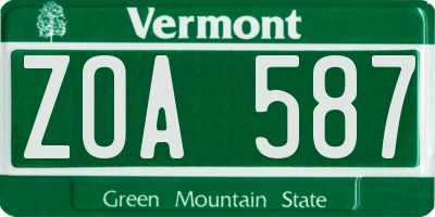 VT license plate ZOA587