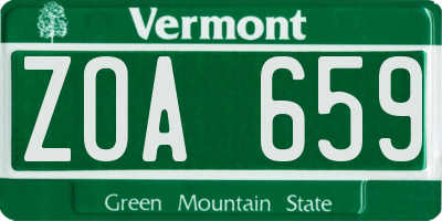 VT license plate ZOA659