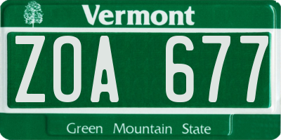 VT license plate ZOA677