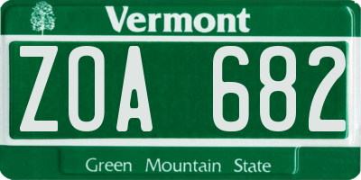 VT license plate ZOA682