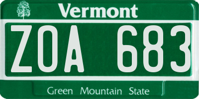 VT license plate ZOA683