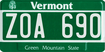 VT license plate ZOA690