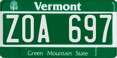 VT license plate ZOA697