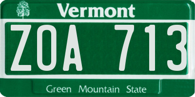 VT license plate ZOA713