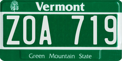 VT license plate ZOA719