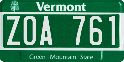 VT license plate ZOA761
