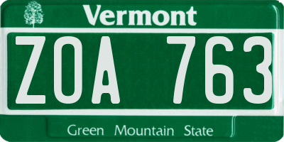 VT license plate ZOA763