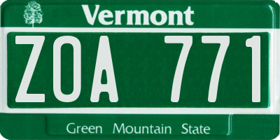 VT license plate ZOA771
