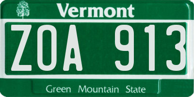 VT license plate ZOA913