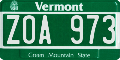 VT license plate ZOA973
