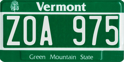 VT license plate ZOA975