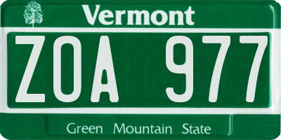 VT license plate ZOA977