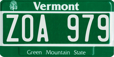 VT license plate ZOA979