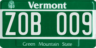 VT license plate ZOB009