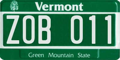 VT license plate ZOB011