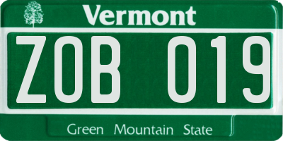VT license plate ZOB019